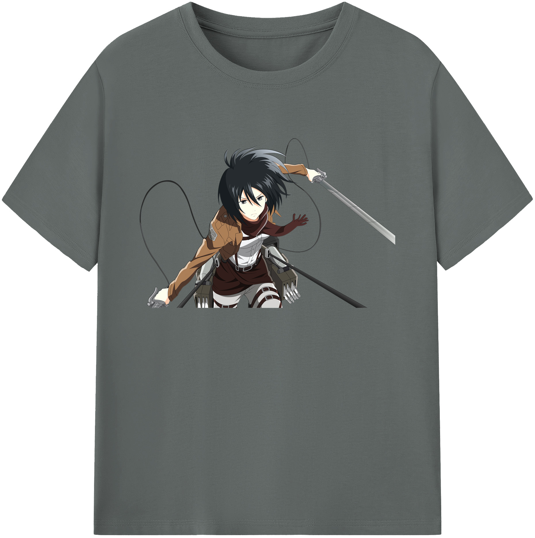 （画像用） 進撃の巨人 ミカサ·アッカーマン Attack on Titan Mikasa Ackerman 綿100％ メンズ半袖Tシャツ｜肌触りやわらか＆通気性